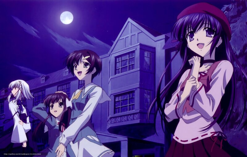 Four Anime Girls at Night — Purple