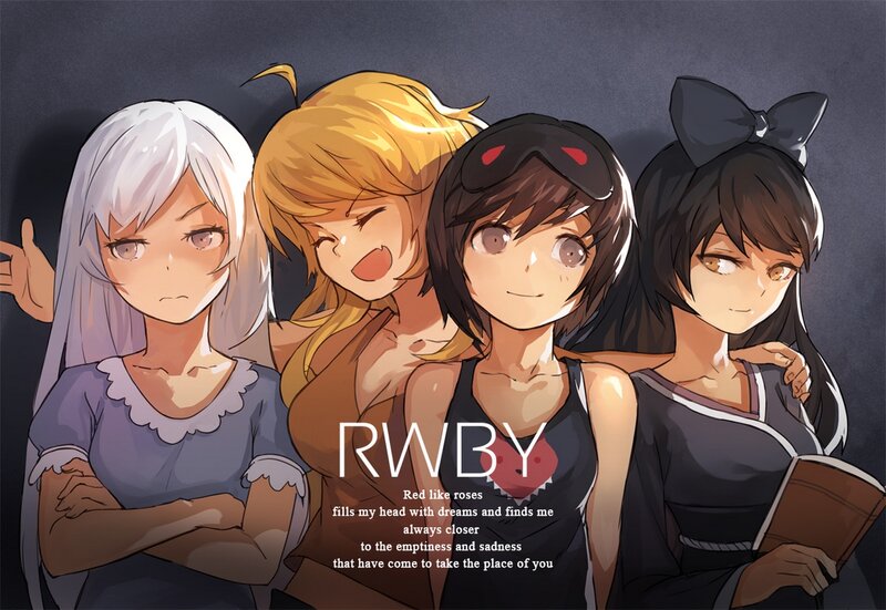 Four Anime Girls — Black, Dramatic