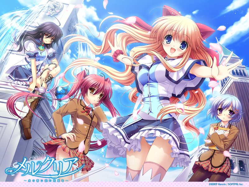 Four Anime Girls — Blue, Cheerful