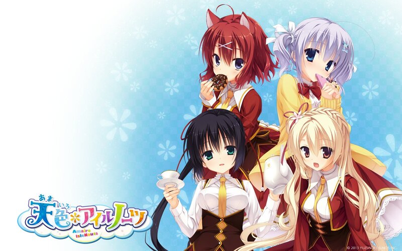 Four Anime Girls — Blue, Cheerful, Winter, Donut