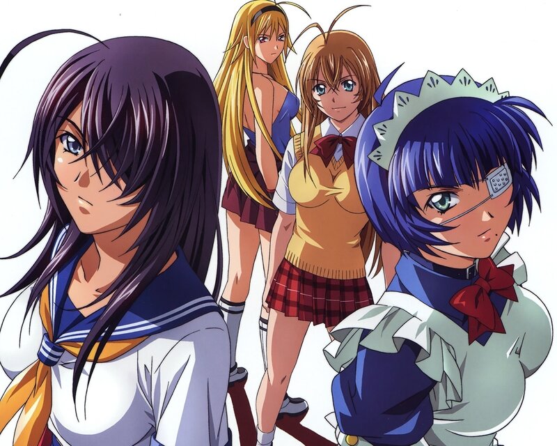 Four Anime Girls — Blue, Dramatic, School Uniforms
