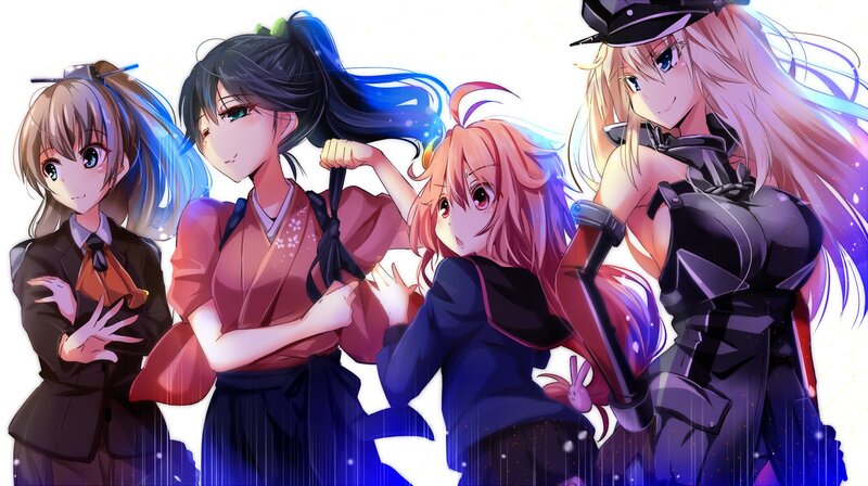 Four Anime Girls — Blue, Dynamic