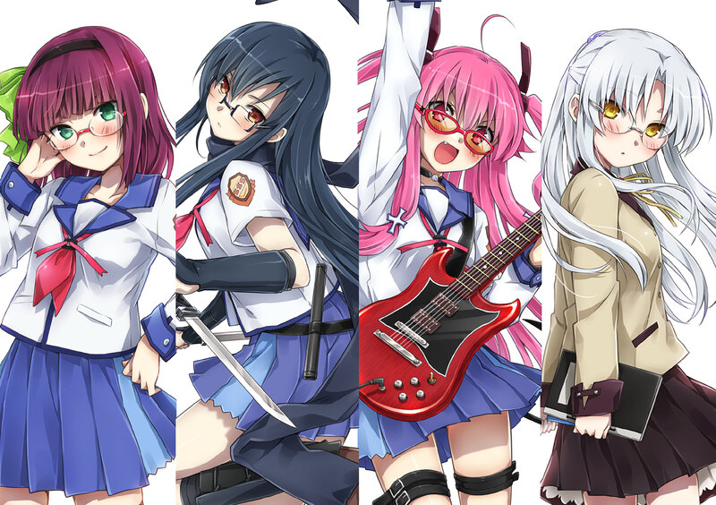 Four Anime Girls — Blue, Energetic