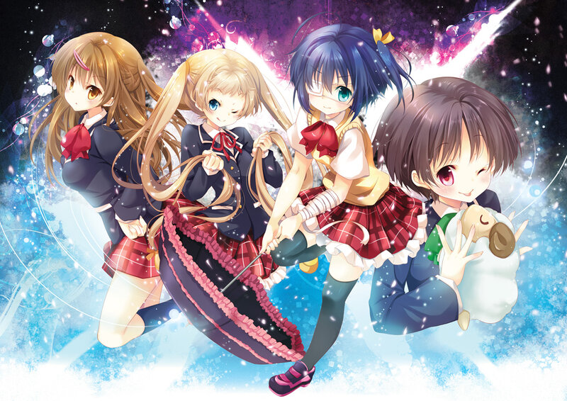 Four Anime Girls — Blue, Fantastical