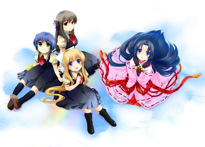 Four Anime Girls — Blue, Serene