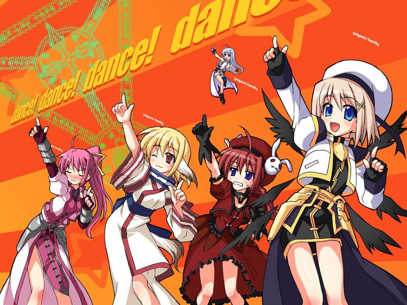 Four Anime Girls Dancing — Orange