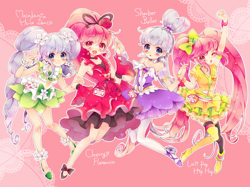 Four Anime Girls Dancing — Pink