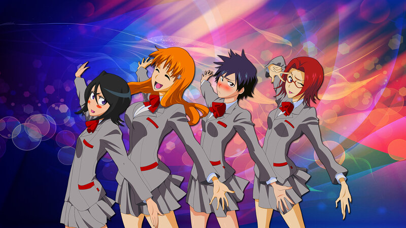 Four Anime Girls Dancing — Purple