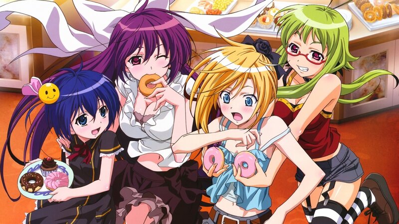 Four Anime Girls Eating Donuts