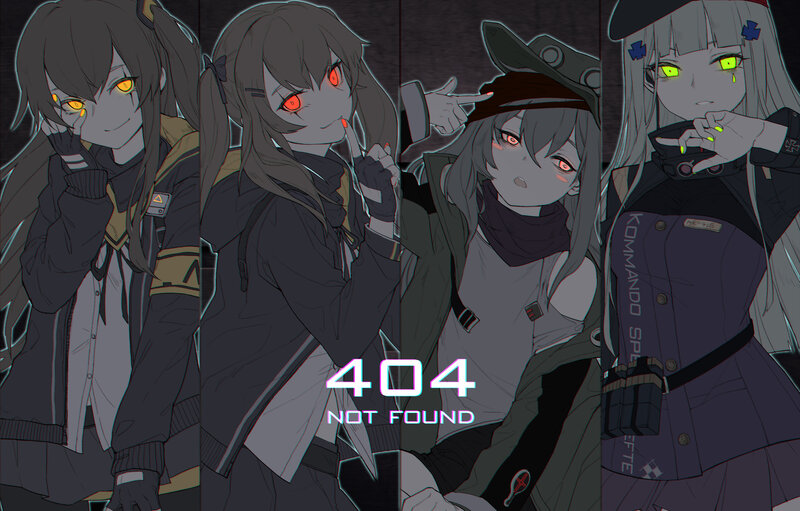 Four Anime Girls — Gray, Dark