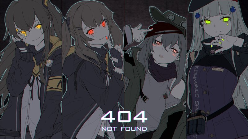 Four Anime Girls — Gray, Dramatic