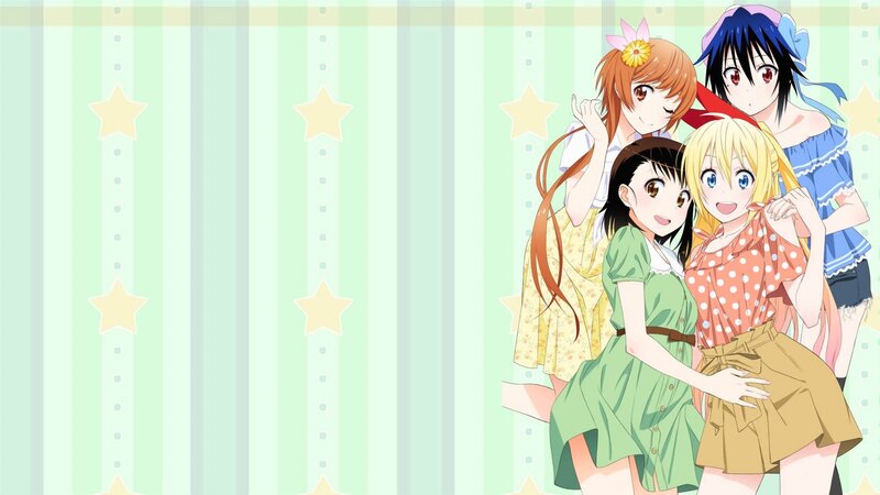 Four Anime Girls Hugging — Green, Cheerful