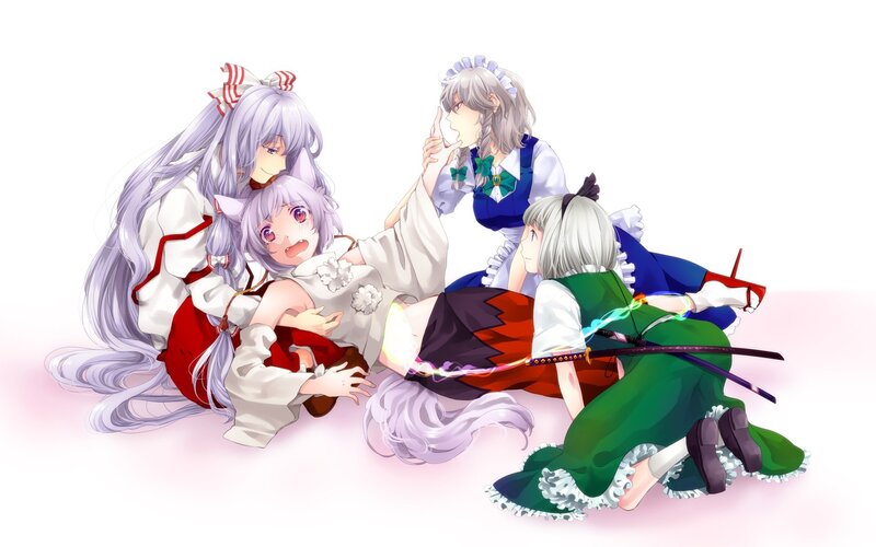 Four anime girls in a group