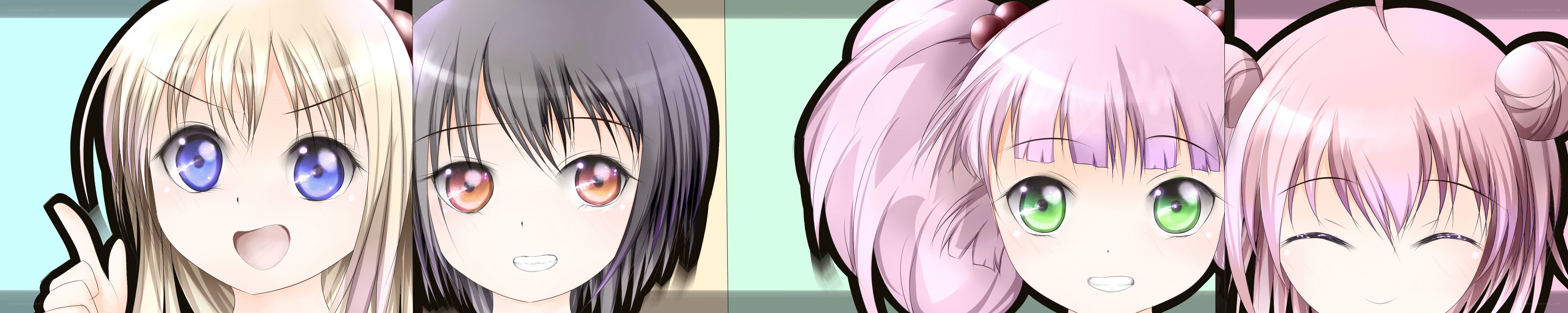 four anime girls in a row
