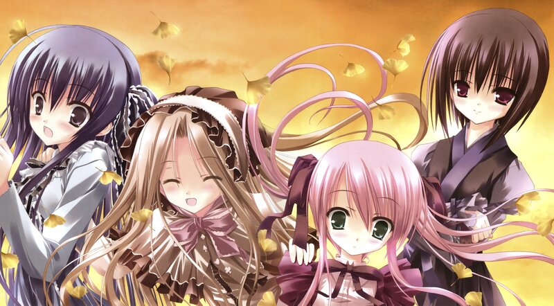 Four Anime Girls in Autumn — Yellow, Serene
