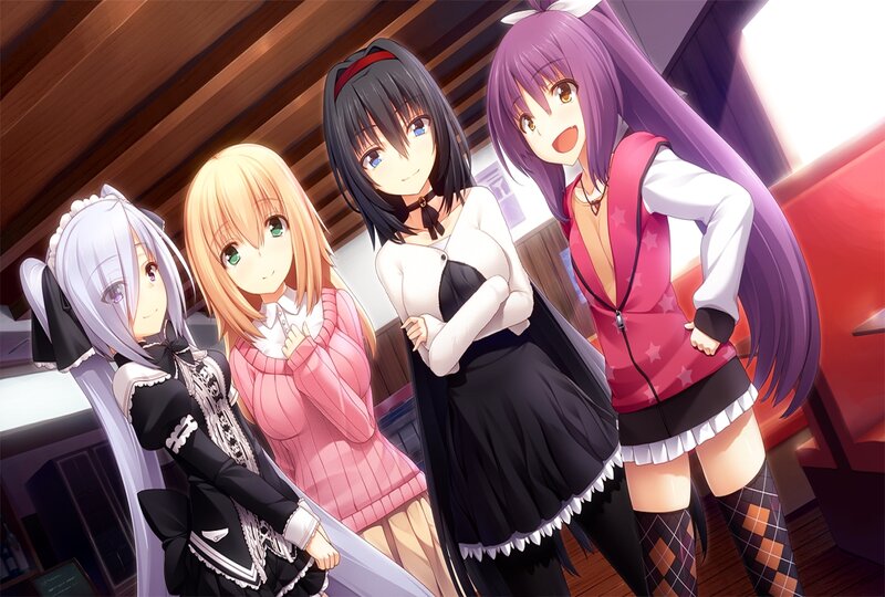 Four Anime Girls in Cafe