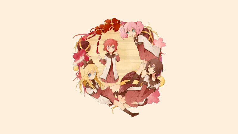 Four Anime Girls in Circle