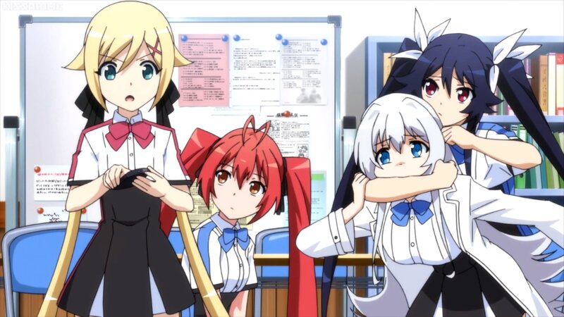 Four Anime Girls in Classroom — Blue