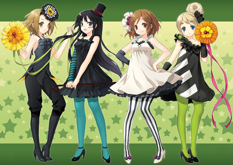 Four anime girls in costumes