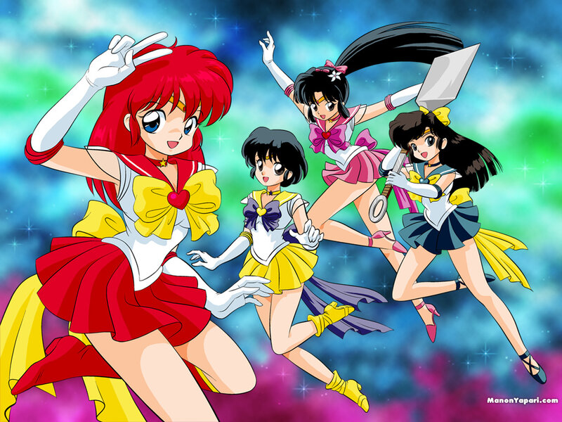 Four Anime Girls in Costumes — Blue