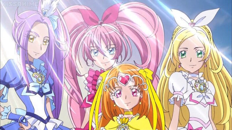 Four Anime Girls in Costumes — Pink, Bright, Cheerful