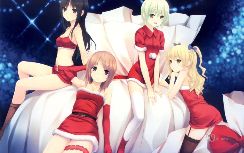 Four Anime Girls in Costumes — Red