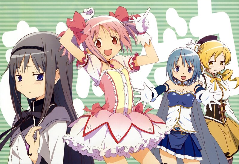 Four anime girls in costumes