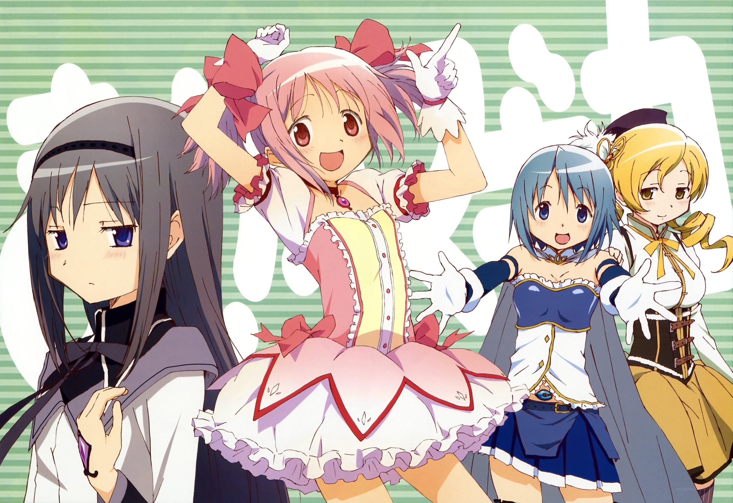 Four anime girls in costumes