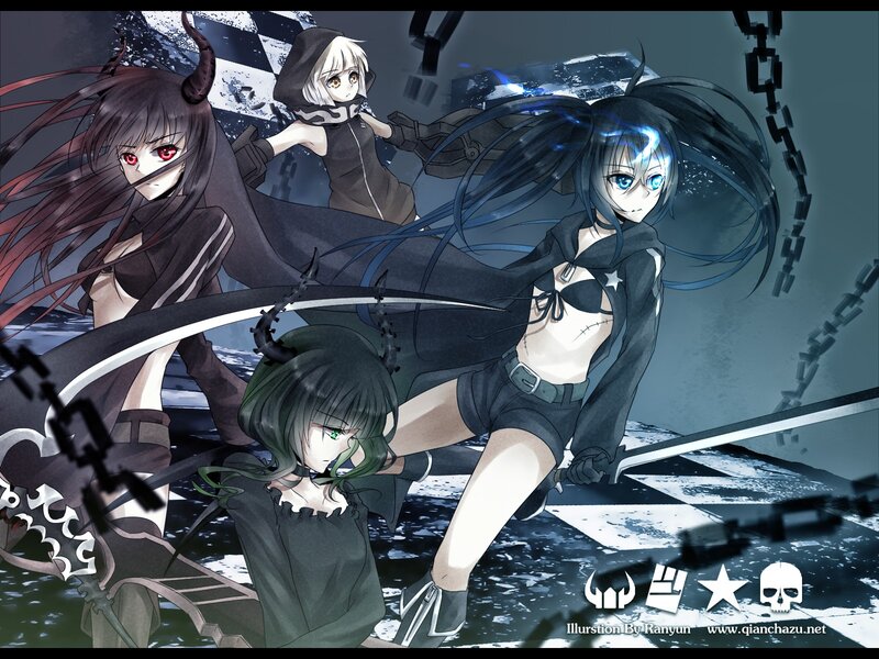 Four anime girls in dark fantasy