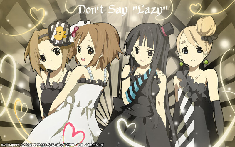 Four Anime Girls in Dresses — Black, Festive