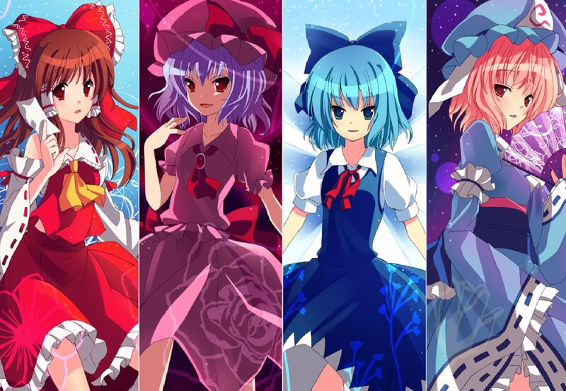 Four Anime Girls in Dresses — Red, Fantastical