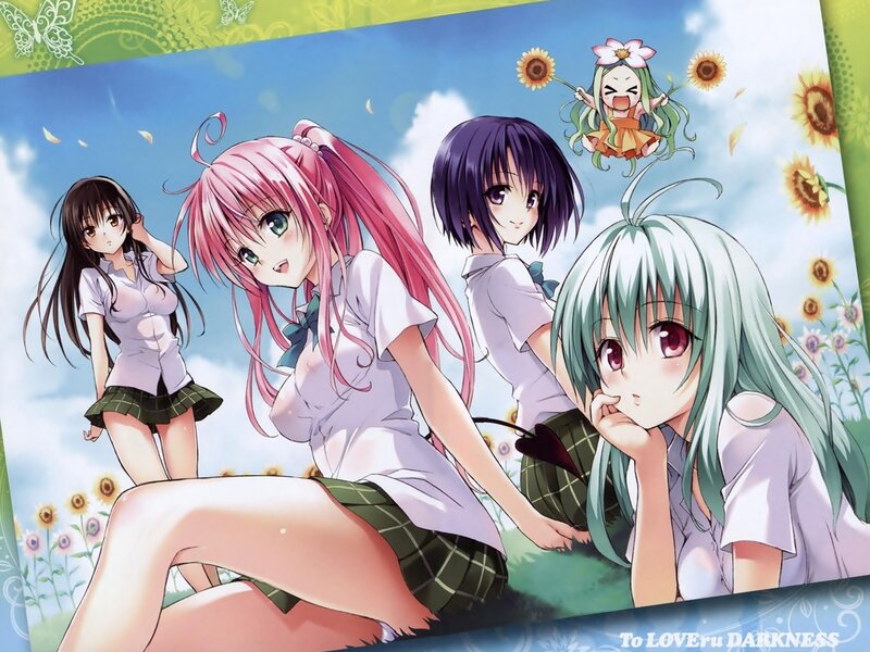 Four Anime Girls in Field — Blue