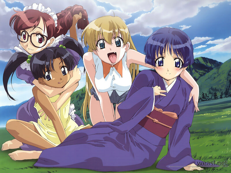 Four Anime Girls in Field — Green