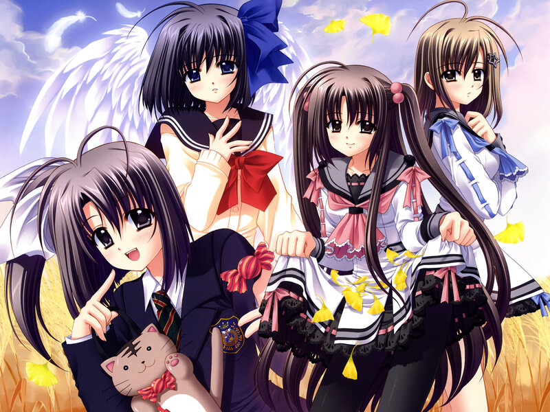 Four Anime Girls in Field — Purple