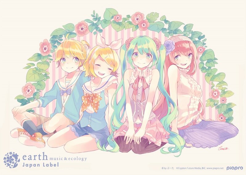 Four anime girls in floral setting