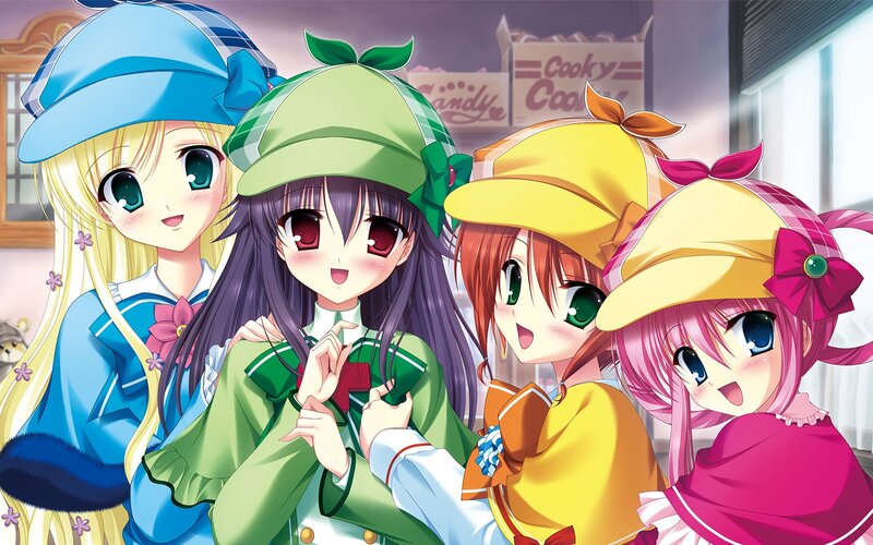 Four Anime Girls in Hats