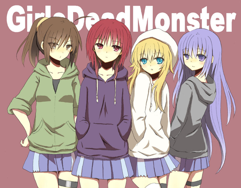 Four Anime Girls in Hoodies — Purple