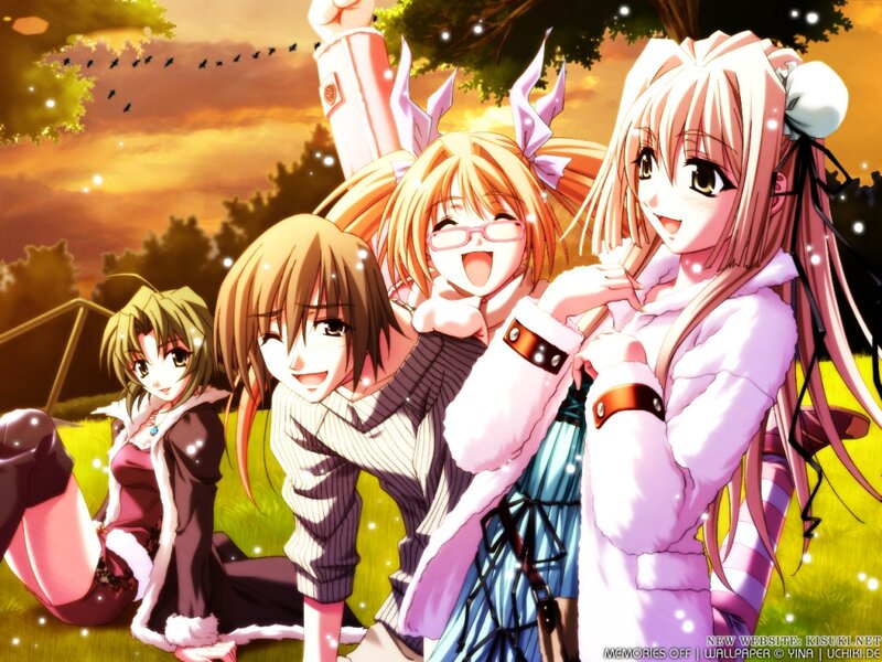 Four Anime Girls in Park
