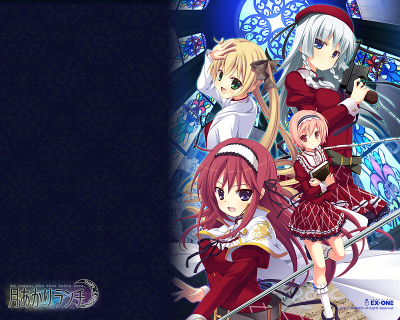 Four Anime Girls in Red Uniforms