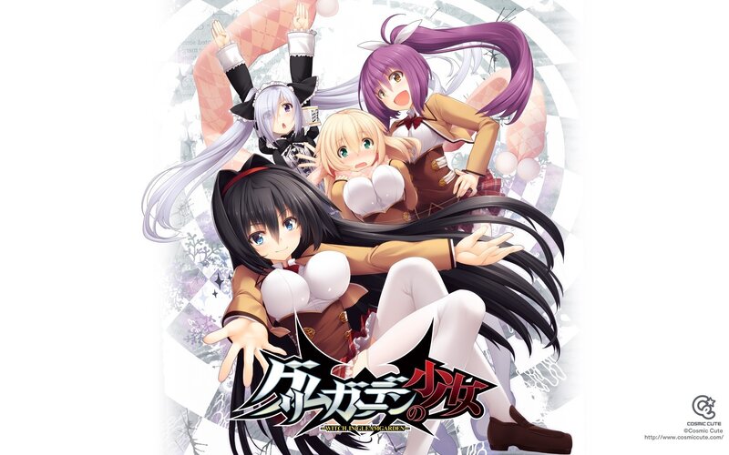 Four Anime Girls in School Uniforms — Black, Playful, School Uniforms
