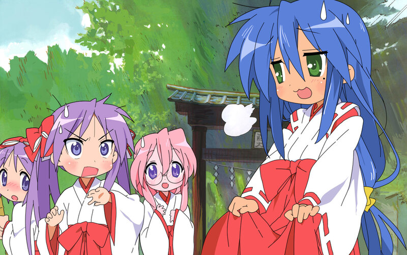 Four Anime Girls in Shrine
