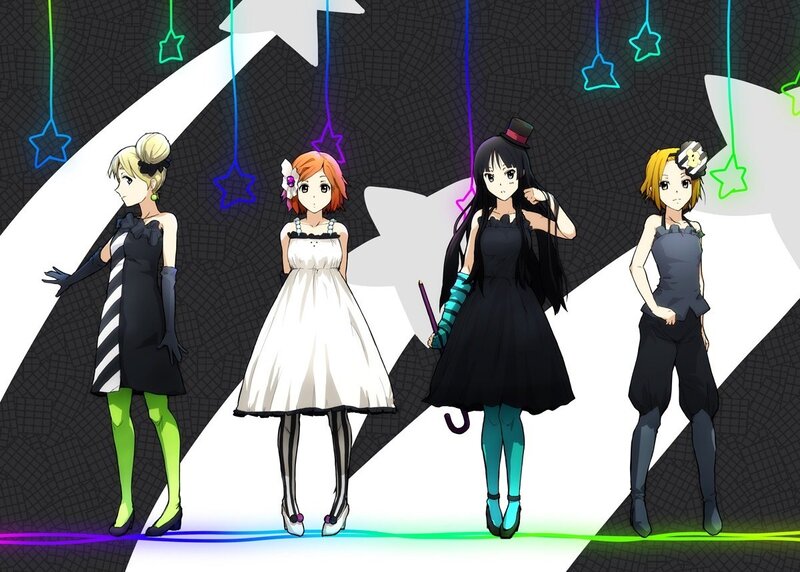 Four anime girls in stylish outfits