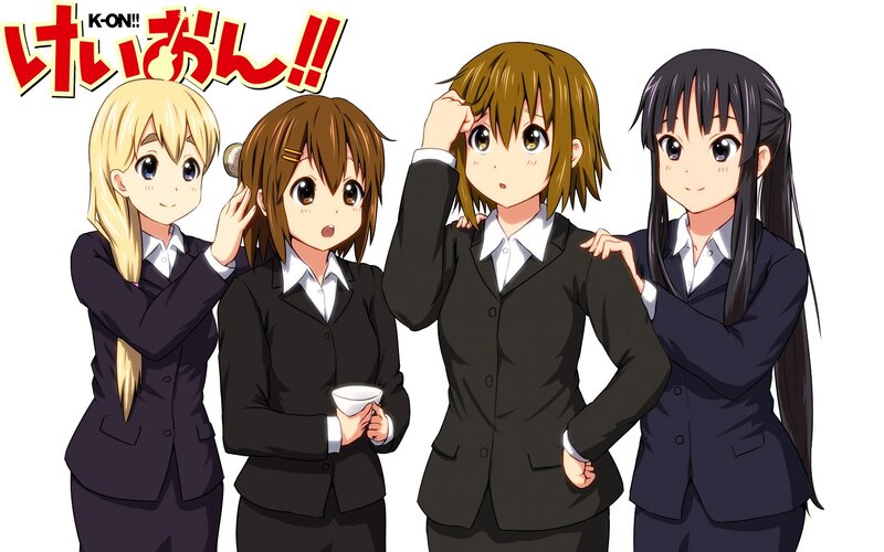 Four Anime Girls in Suits