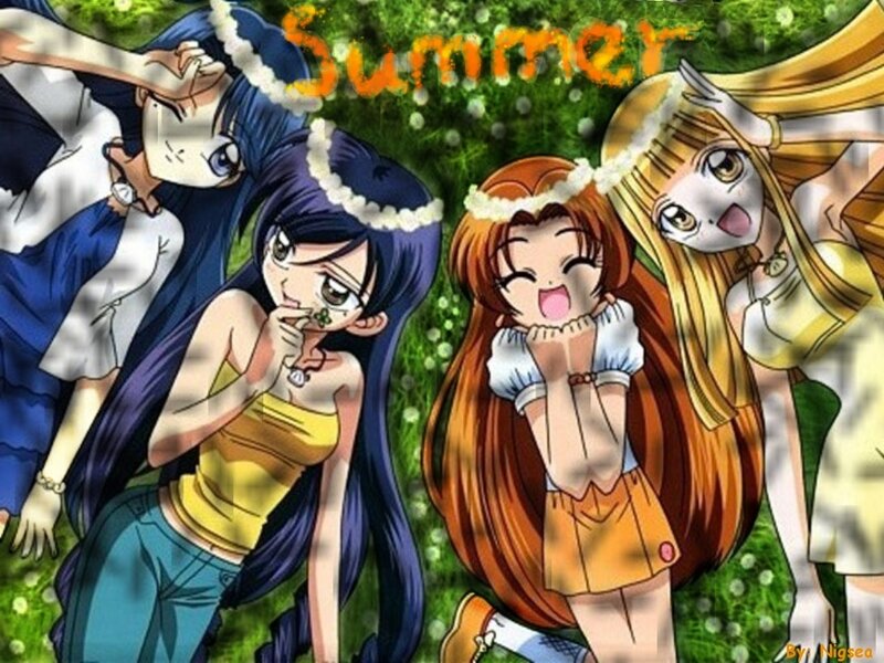 Four Anime Girls in Summer