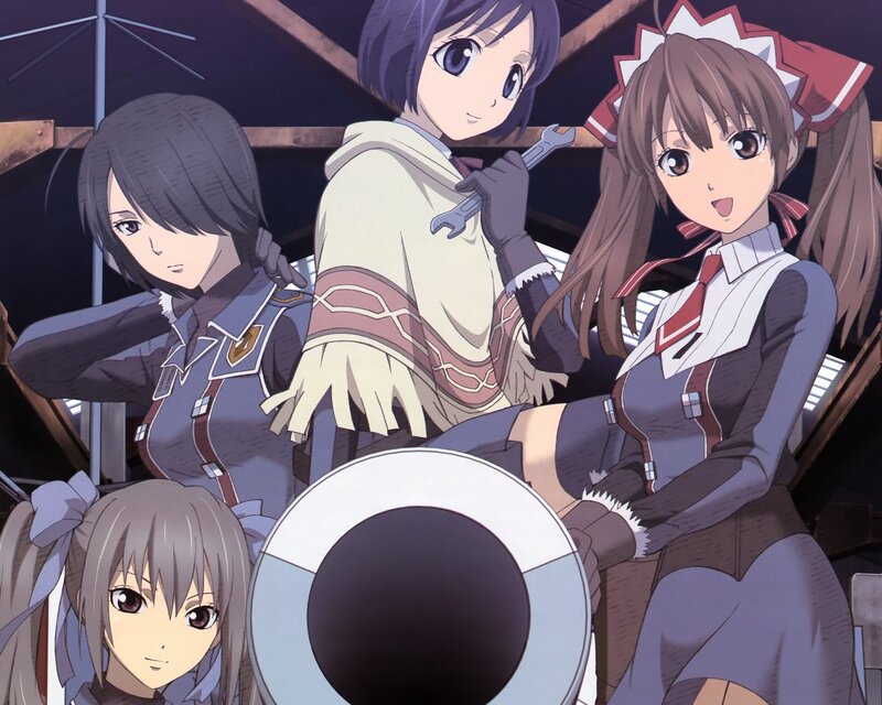 Four Anime Girls in Uniform — Purple