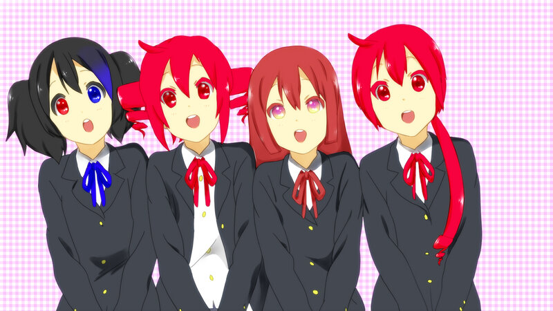 Four Anime Girls in Uniforms — Black