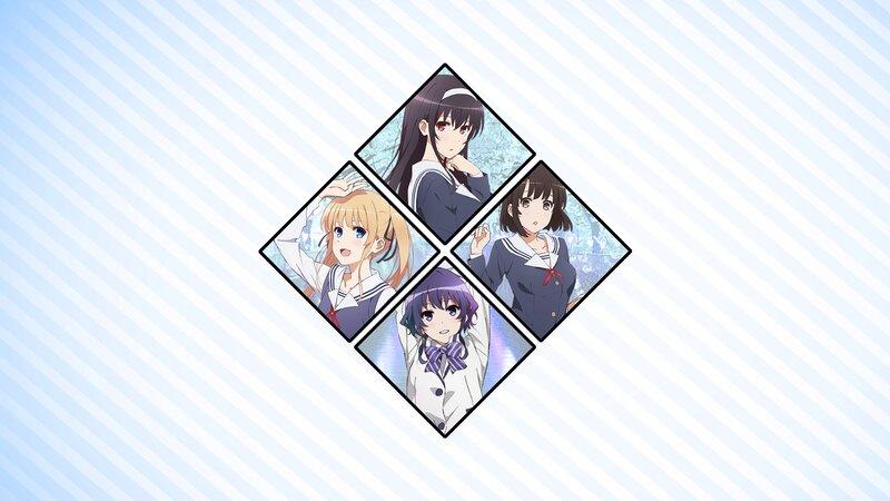 Four Anime Girls in Uniforms — Blue, Calm