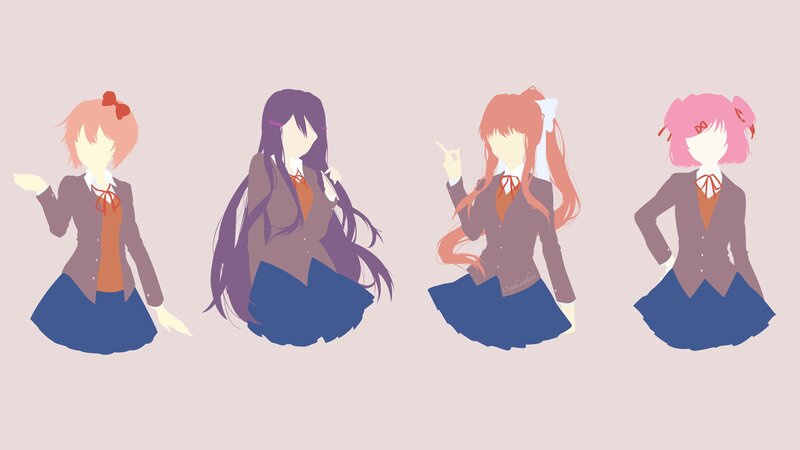 Four Anime Girls in Uniforms — Blue, Neutral