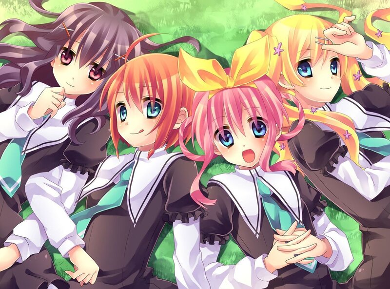 Four Anime Girls in Uniforms — Green