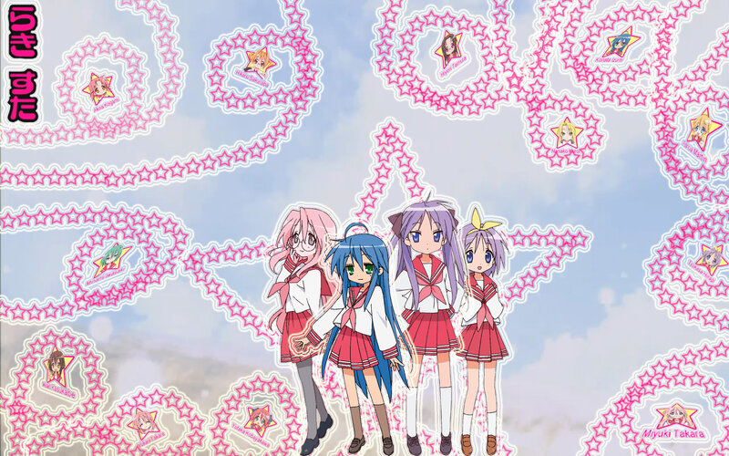 Four Anime Girls in Uniforms — Pink
